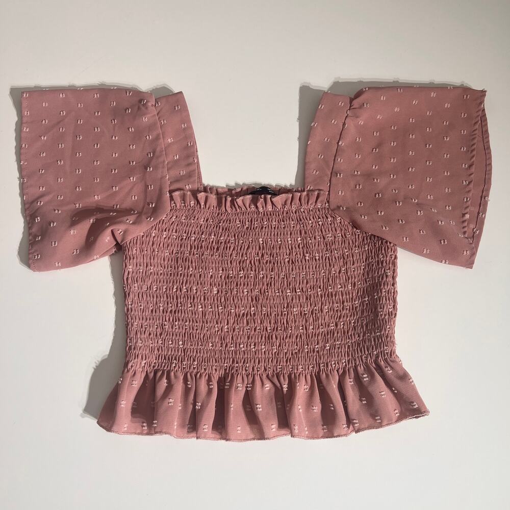 Coquette Cottagecore Smocked Milkmaid Top 🌸 Greathe Pink Peplum Blouse